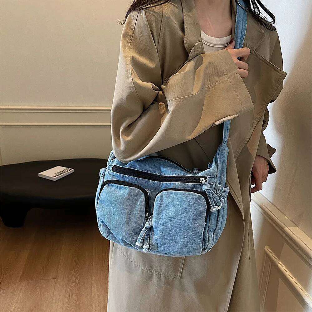 Denim Shoulder Casual NEW hot Retro Crossbody Large Hobo Bag Jean Purses for Women Work Shopping Travel