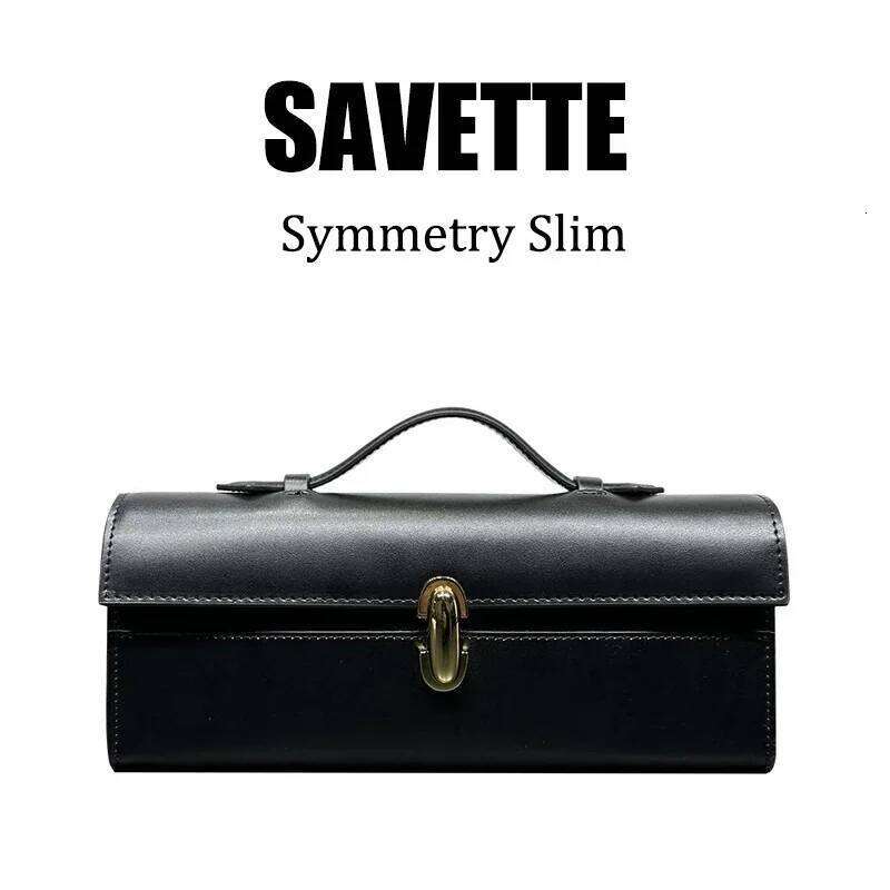 2025 New Brand Genuine Leather Handbag Women's Stick High Quality Savette Symmetrical Slimming Bag