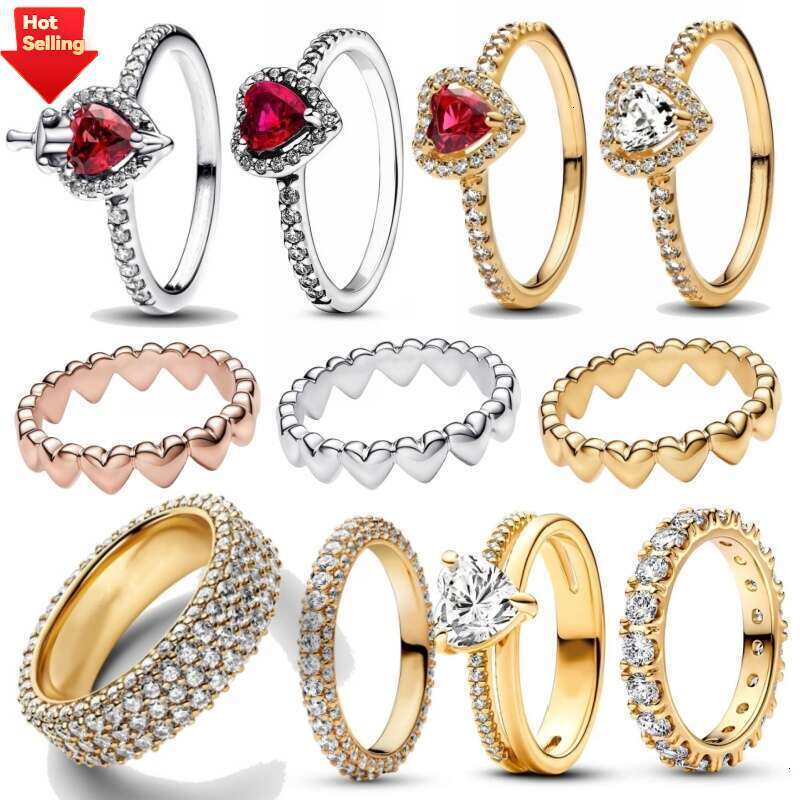 2025 New 925 sterling Silver Row of Hearts Rings for women Gifts fine jewelry Designer Ring Gift Wholesale