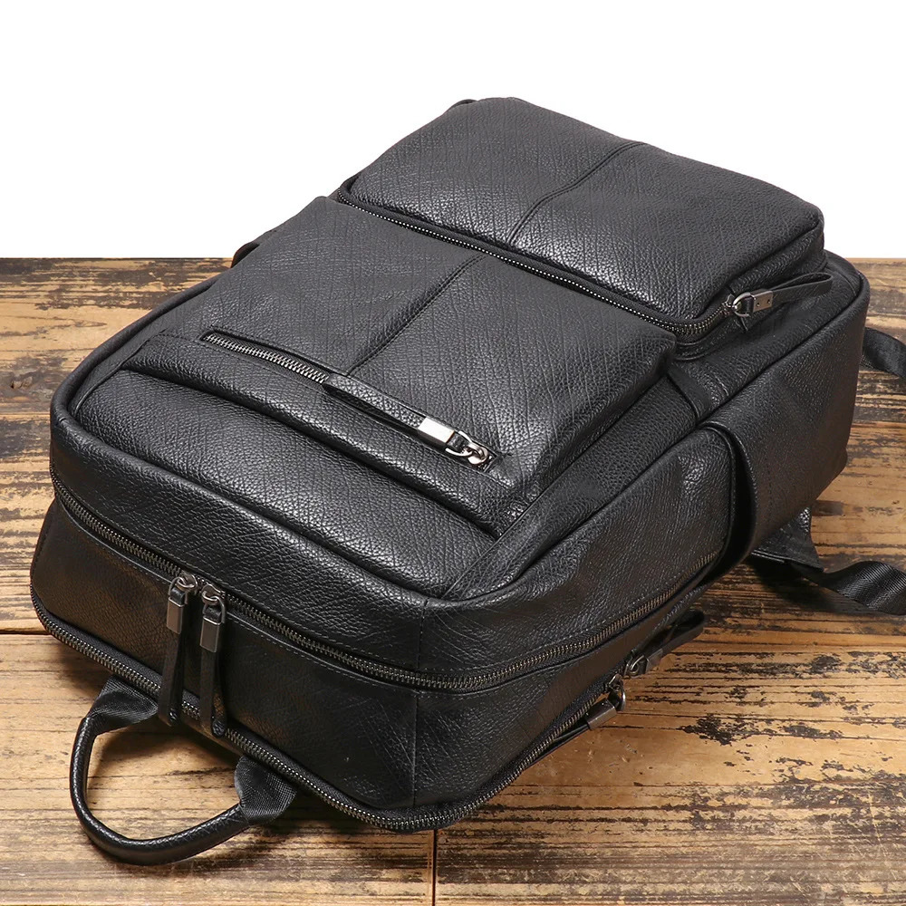Mens Genuine Leather Backpack Business Travel Large Capacity Outdoor Bag Laptop 250604z
