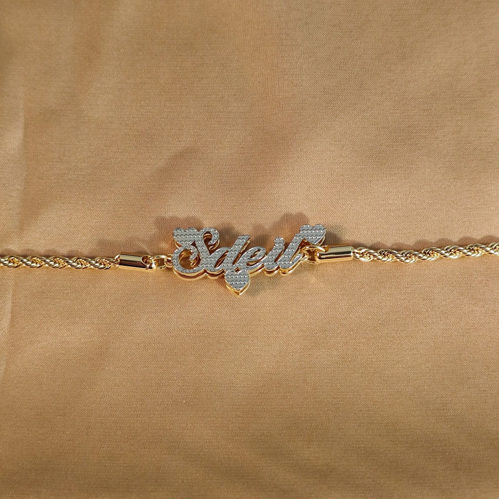 Custom Double Plated Nameplate Anklet Stainless Steel Rope Chain Personalized Double Layered Nameplate Anklet Womens Jewelry 250606
