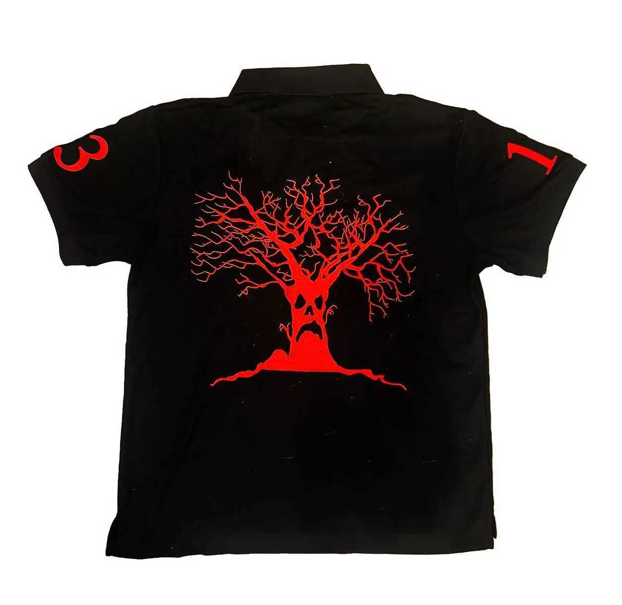 Haunted Mound Polo Shirt America Retro Street Hip Hop Short Sleeve Shirt Y2k Men Casual Embroidery Cotton Top Baseball Clothing X2506091