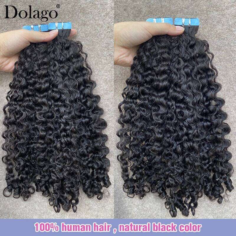 Burmese Human For Women Black Natural Curly Raw Bundles Tape In Hair Extensions