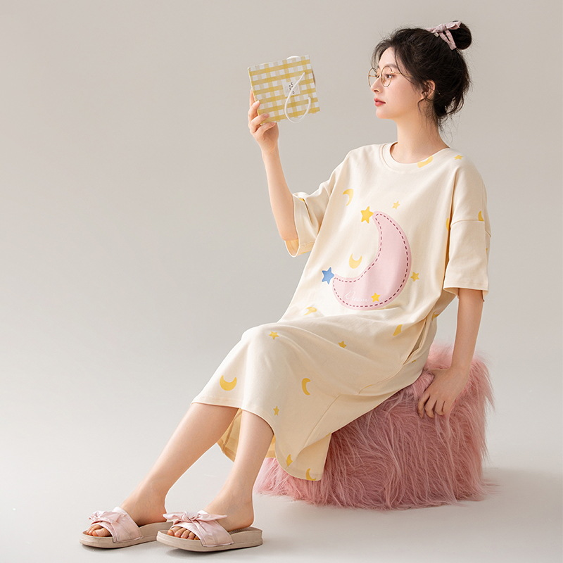 B918-Pure cotton nightdress for women summer new summer pajamas short sleeve thin section sweet style girl dress