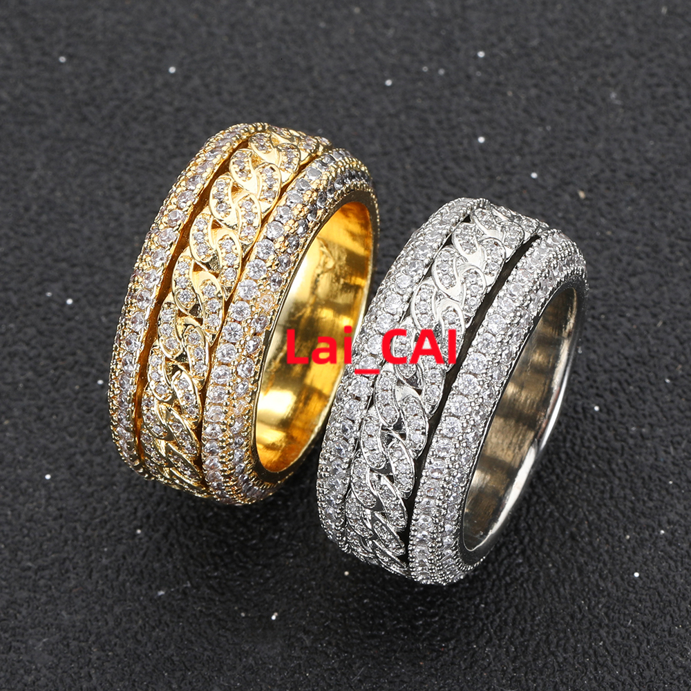 Iced Out Ring Hip-Hop Jewelry Moissanite Mens Rings With 14k 18k 925 Silver Gold Fine Jewelry Couple Ring Jewelry