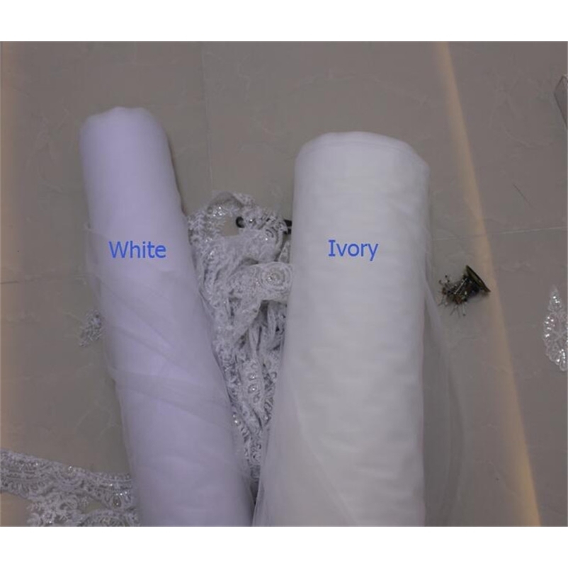 Po 4m 5m One Layer Wedding Veil With Comb White Lace Edge Bridal Veils Ivory Appliqued Cathedral Wedding WED VEIL 250530