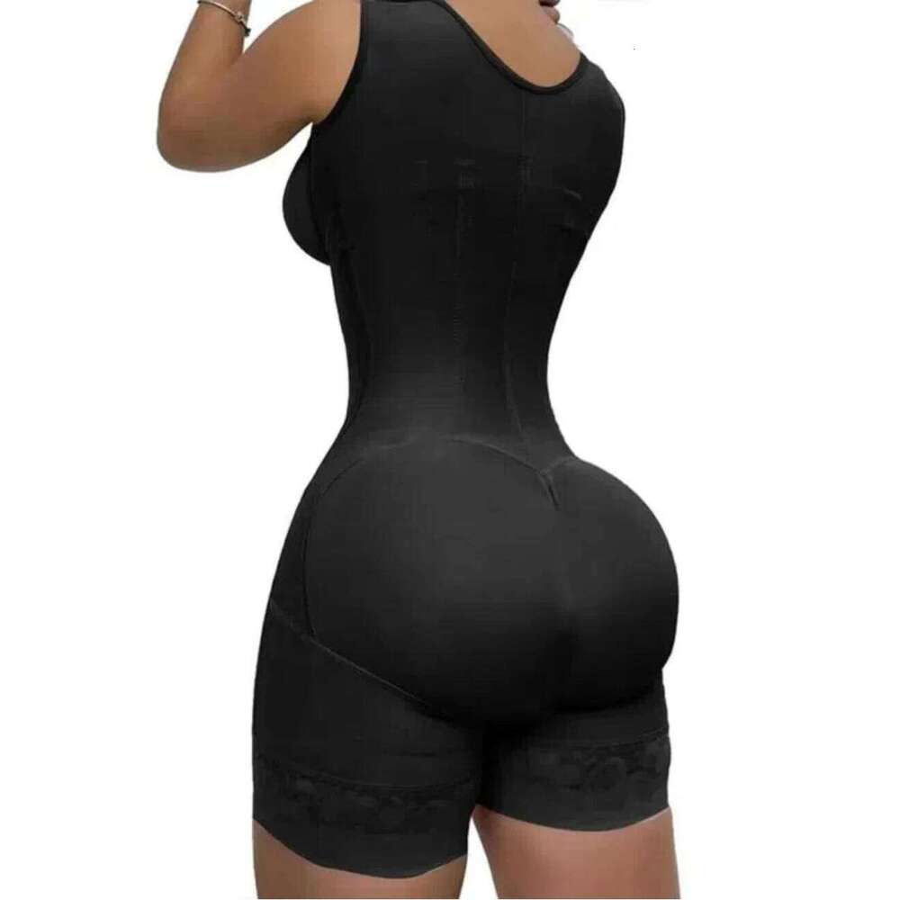 Women's Lace-Trimmed Shapewear Bodysuit - Tummy Control Corset with Adjustable Straps & Zipper, Black, Comfortable