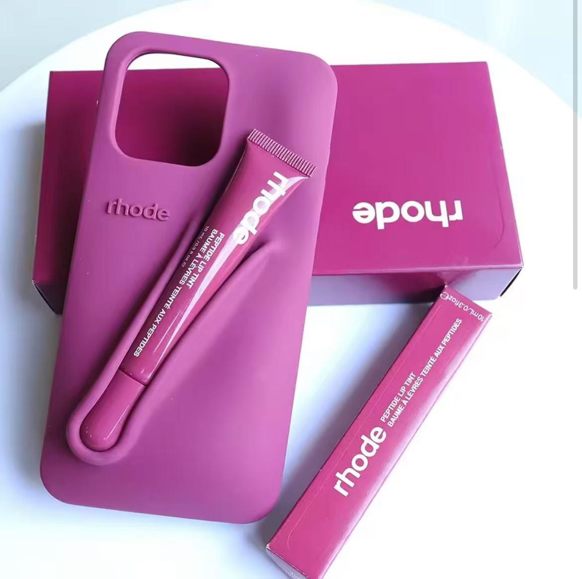 New DIY Lipstick Holder Rhode Soft Phone Case for IPhone 16 Pro Max 15 13 12 11 14 Plus Liquid Silicone Cover