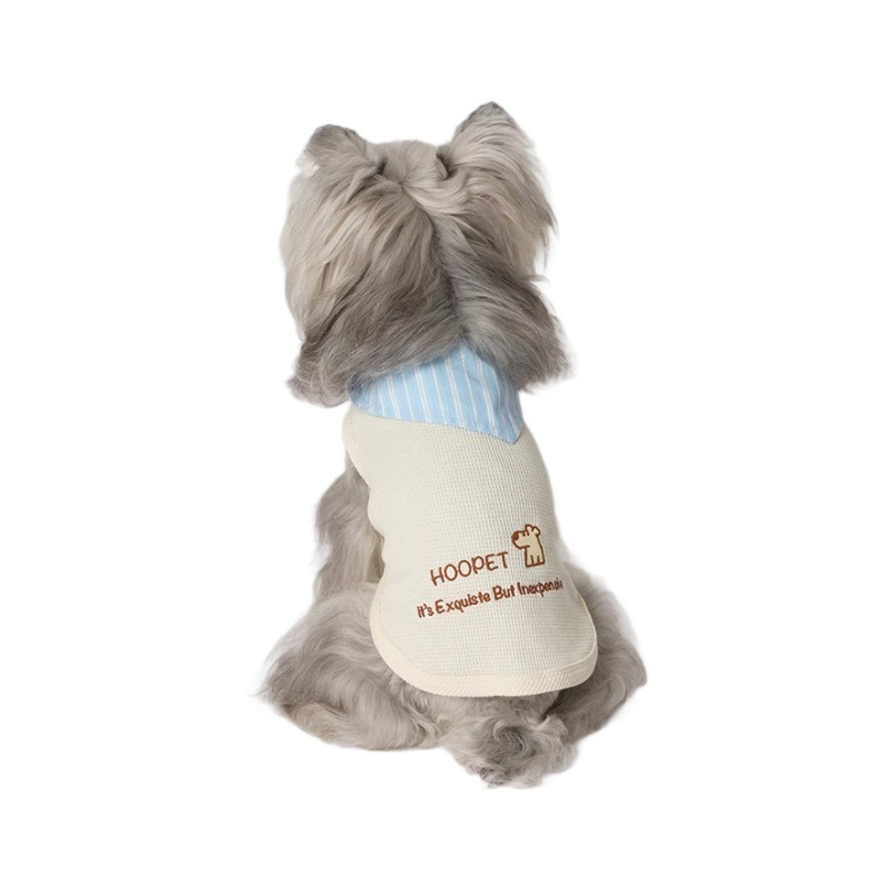 Pet Vest - HOOPET Breathable Waffle Dog & Cat Shirt with Striped Scarf Tie