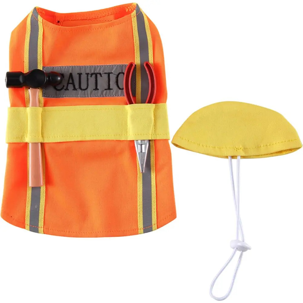 Festive Pet Clothes Adorable Puppy Costume Jacket Holiday Apparel Polyester Wear Resistant Dog Engineer Appearance 250609