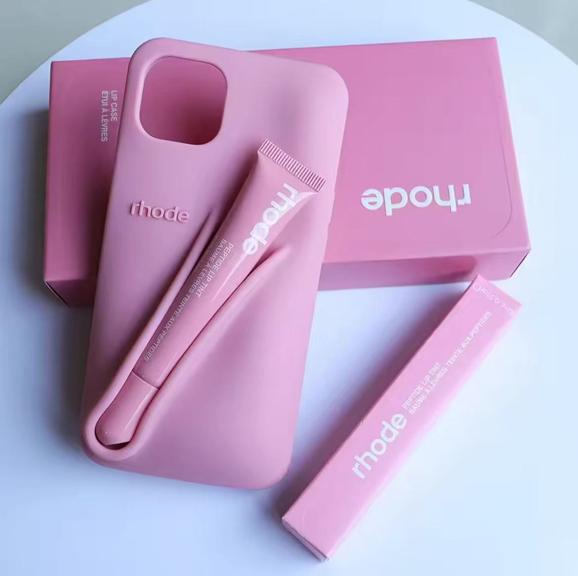 New DIY Lipstick Holder Rhode Soft Phone Case for IPhone 16 Pro Max 15 13 12 11 14 Plus Liquid Silicone Cover