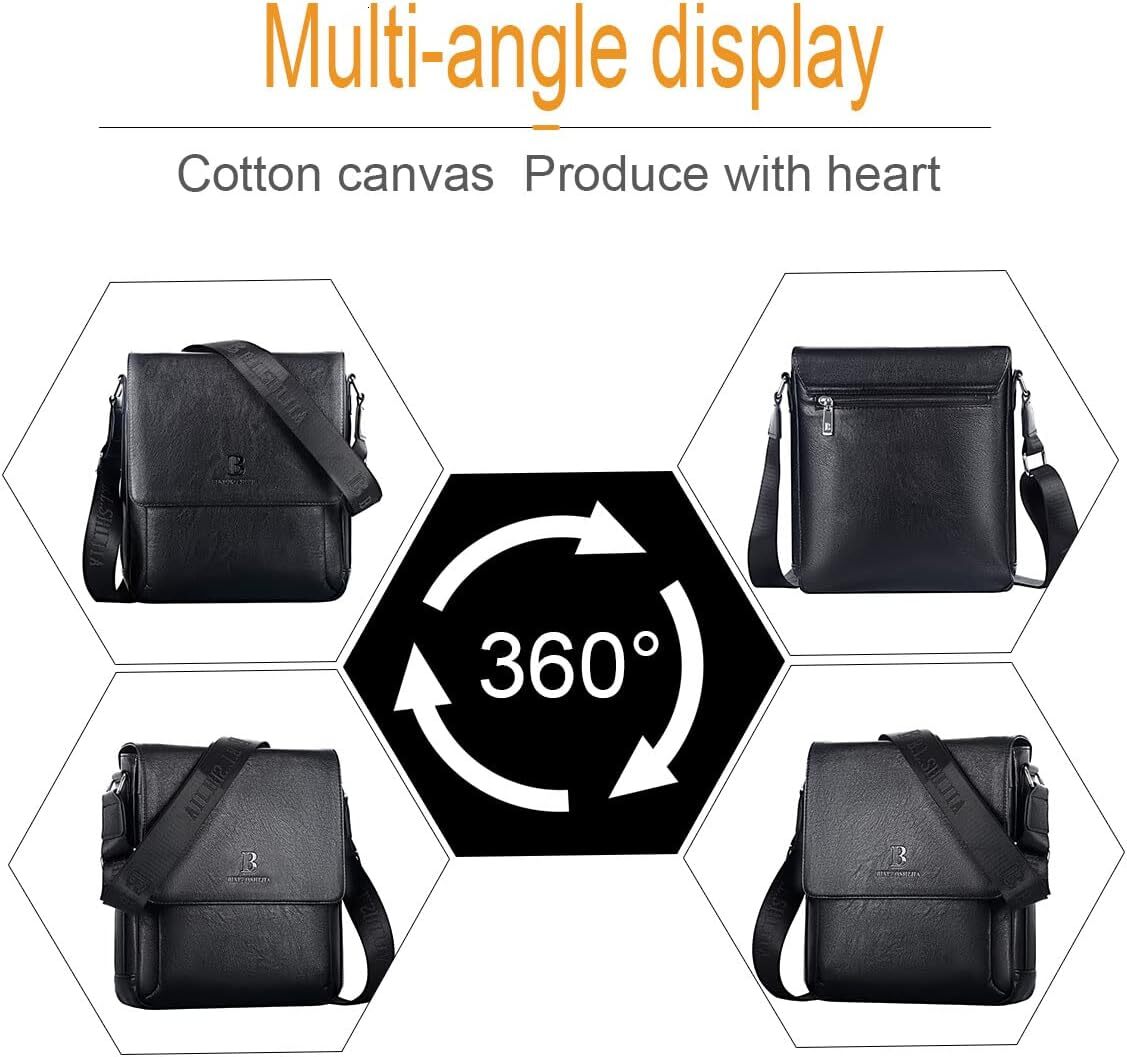Men's Crossbody Bag, Vegan Leather, Shoulder Purse Side Sling Satchel, Small Messenger for Travel Work Daily