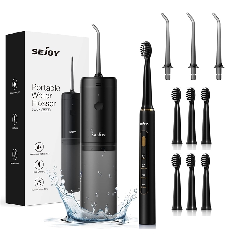 Sejoy Oral Irrigator Electric Toothbrush Set For Adult Water Flosser Portable Dental USB Rechargeable Waterproof Teeth Cleaner 250520