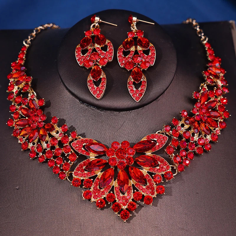 Fashion Crystal Rhinestine Necklace Earring Sets Wedding Hair Accessories For Women Bride 250618