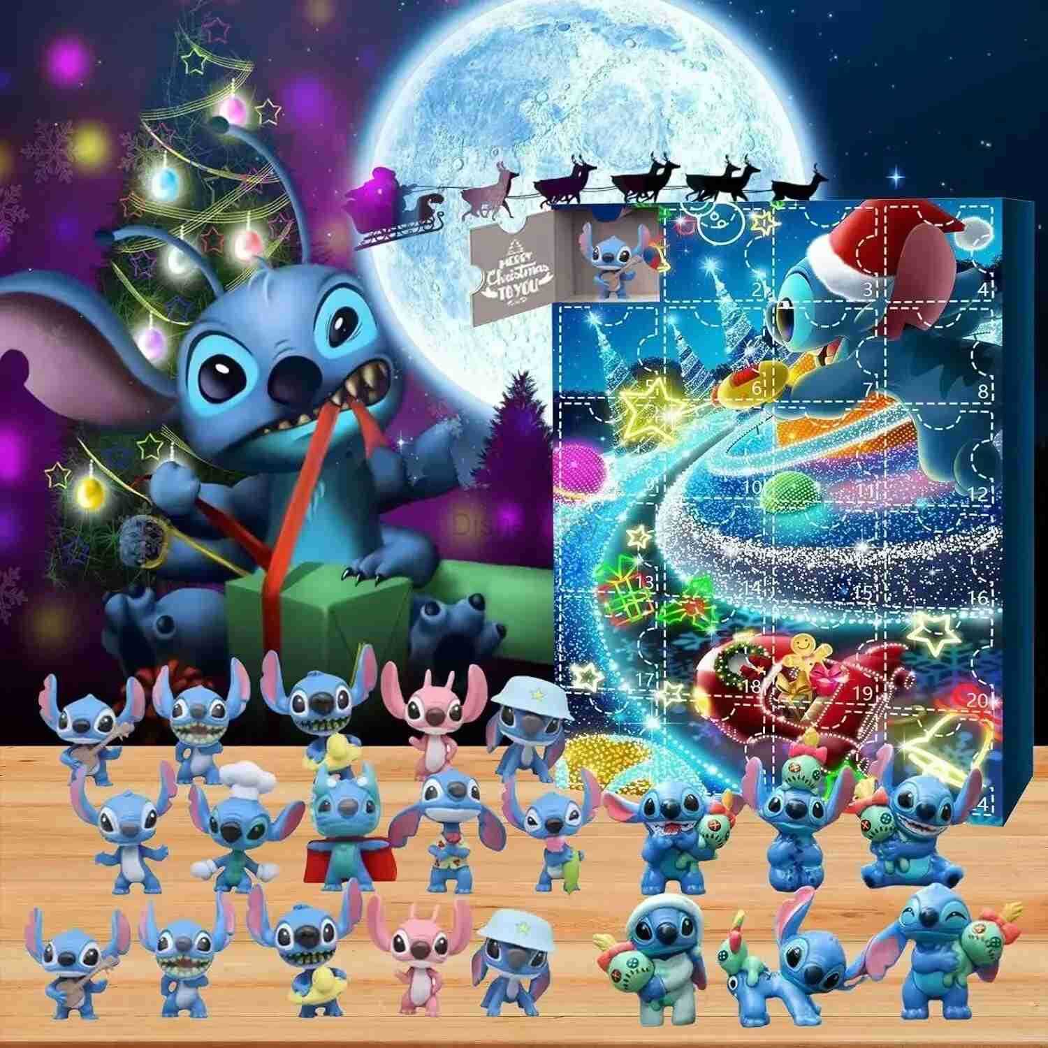 Disney Christmas Blind Box Stitch Mickey Mouse Christmas Advent Calendar Toy Story Yoda Box Toy Gift Anime Figure Surprise Gift Y250609