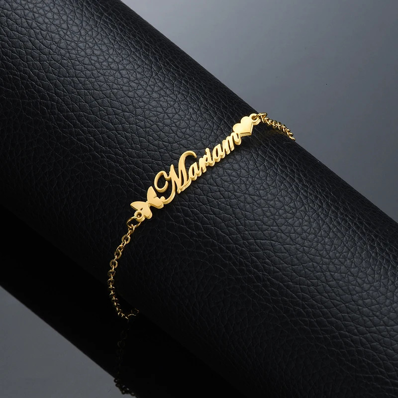Goxijite Customized Ladies Name Anklet Stainless Steel Custom Crown Butterfly Nameplate Jewelry Worn On Ankles Gifts Wholesale 250606