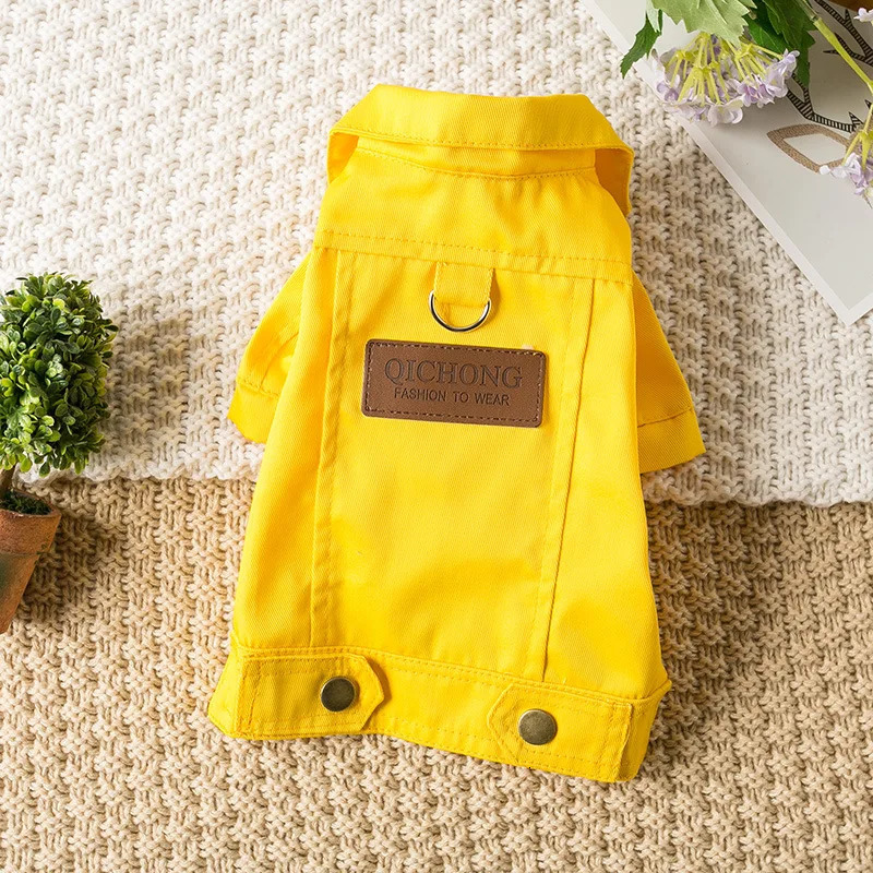 Pet Denim Jacket with Leash Holes Spring and Fall Lightweight Stylish Dog Cat Clothes for Small Dogs MustHave Apparel 250609