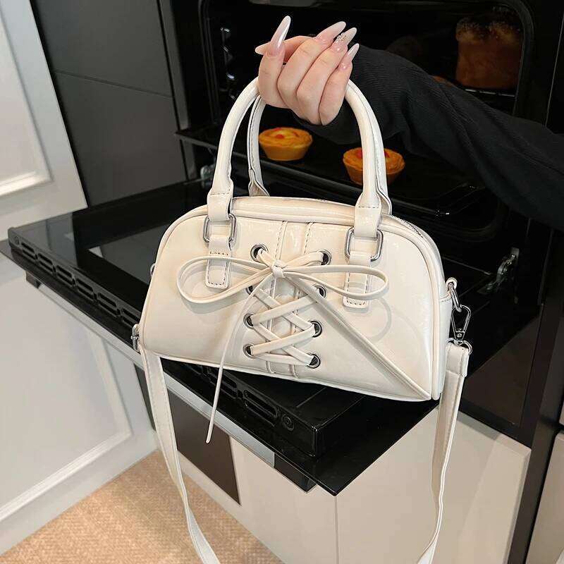 Ladies Popular Handbag Short Handle Female Cross Body Solid Color Boston PU Leather Bowling Women Shoulder Bag