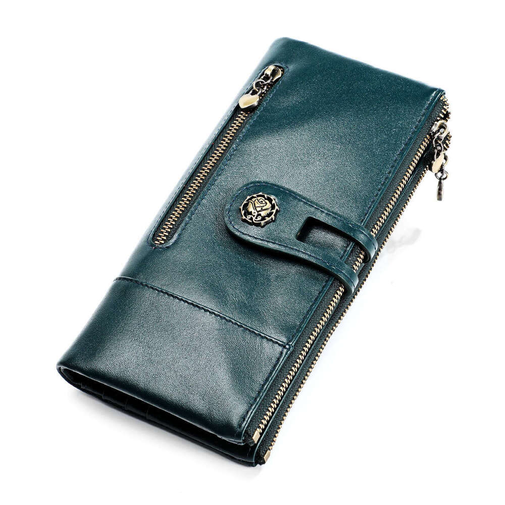 Long Genuine Leather Women's Wallet Korean Fashion Coin Purse Clutch