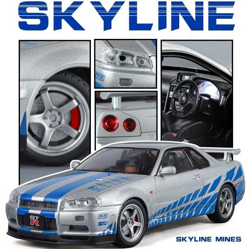 Big Size 1/18 Scale Nissan GT-R R34 Skyline Alloy Car Model Diecast Toy Car for Boys JDM Racing Car Toy Gift Collectible Hobby W250609