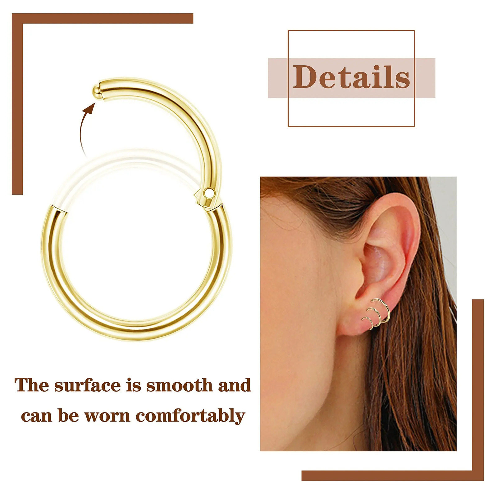 Drperfect 1pc 16G Eyebrow Rings Stainless Steel Belly Lip Cartilage Hoop Rook Daith Earrings Tragus CZ Piercing Curved Barbell 250606