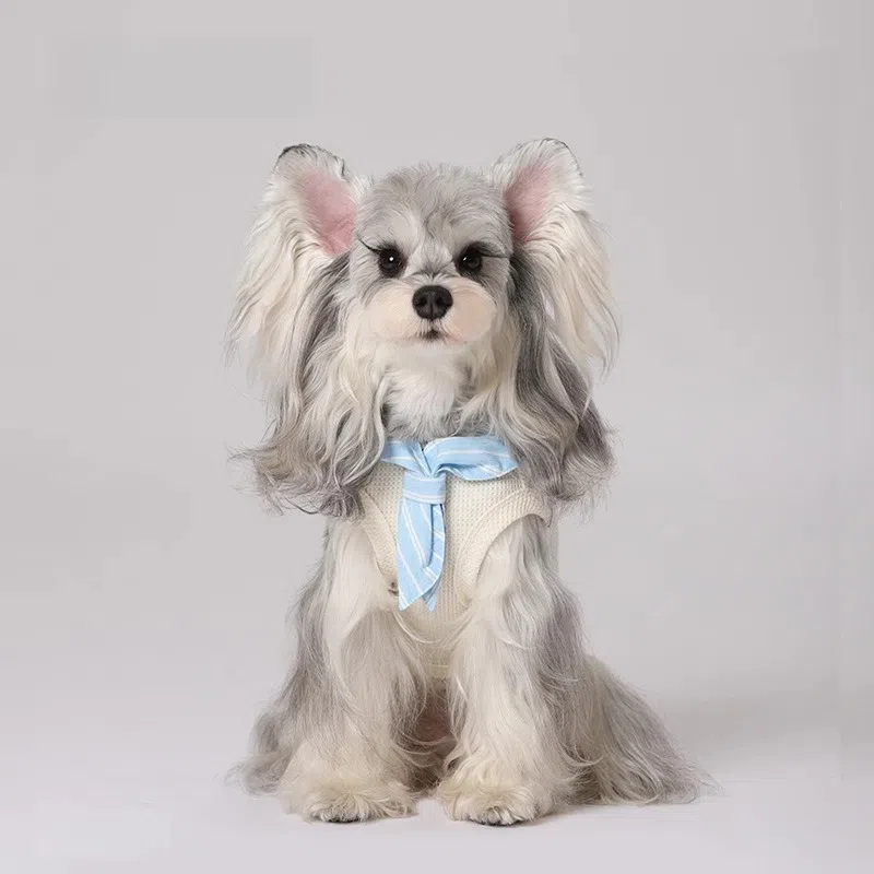 Pet Vest - HOOPET Breathable Waffle Dog & Cat Shirt with Striped Scarf Tie