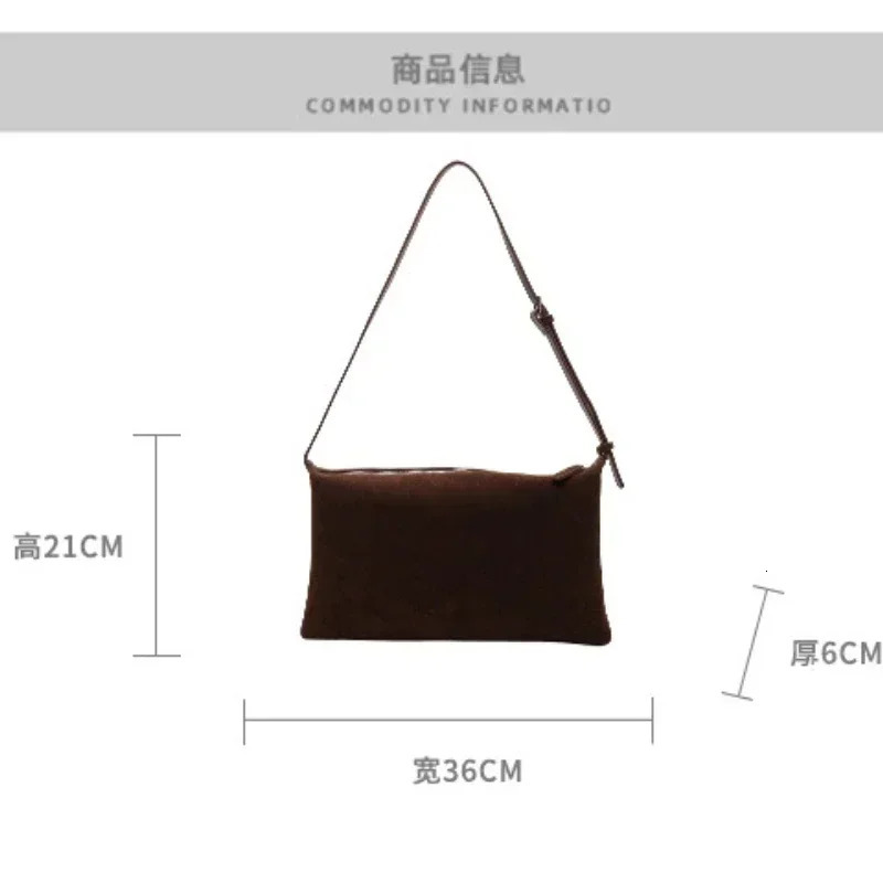 Womens Slouchy Vintage Frosted Suede Fall/winter Shoulder Underarm Bag Simple Tote Bag Large Capacity Bag 250523