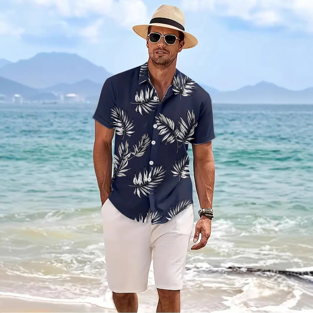 Summer Mens Short-sleeved casual Shirt Street Fashion Print Mens Casual Shirt Hawaiian multiple styles beach Shirts 250606