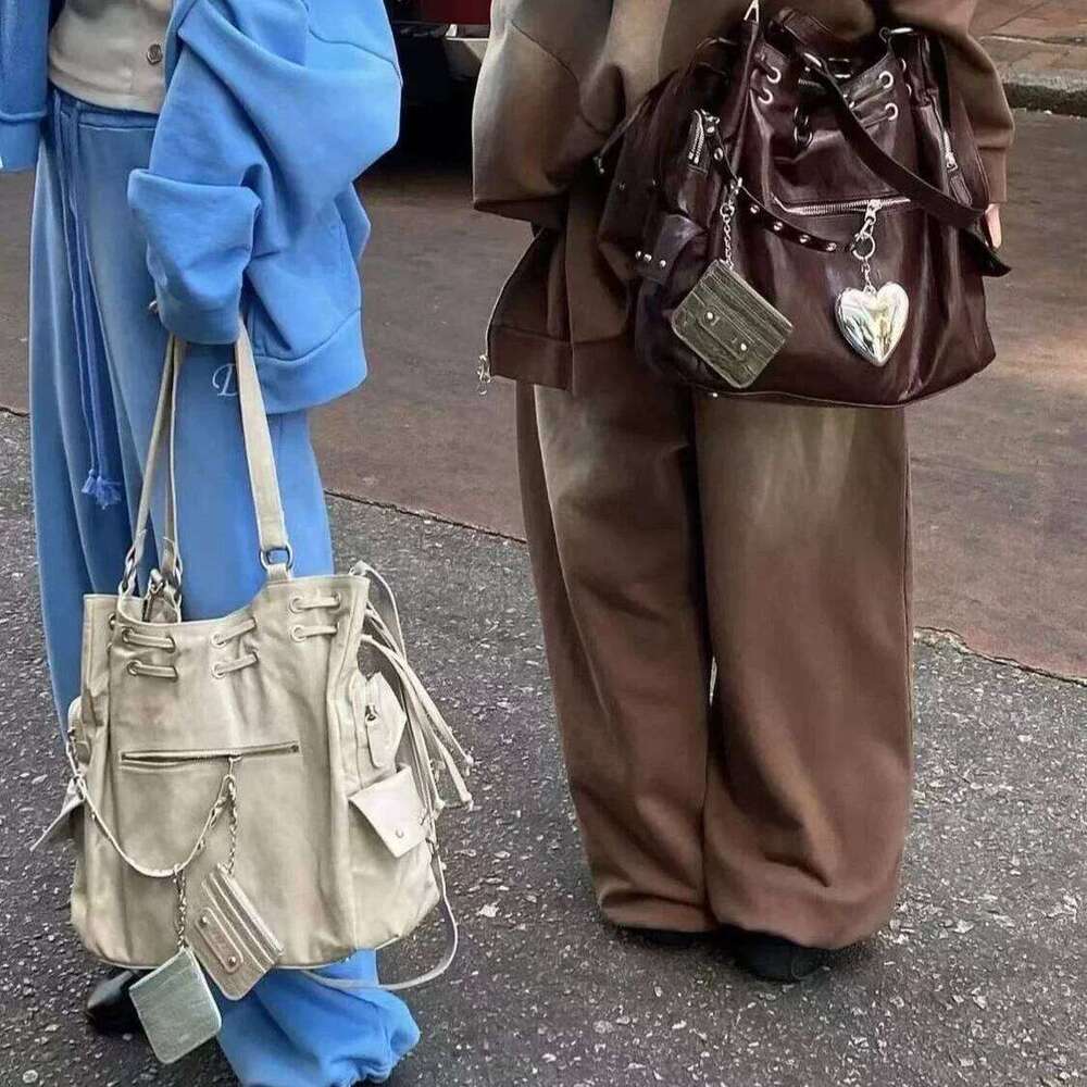 Korean PU Leather American Y2k Cool Large Capacity Handbag Shoulder Haruku Style Women's Bag Purses Women Hand Bags