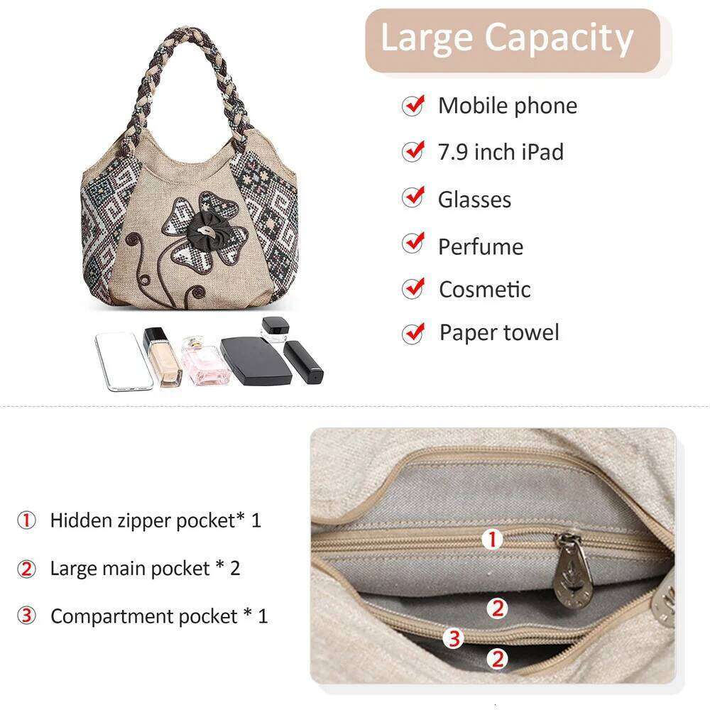 MOTAORA Women Handbags Vintage Bag Ladies Canvas Casual 2025 Woven Small Fabric Gout Craft Female Handbag
