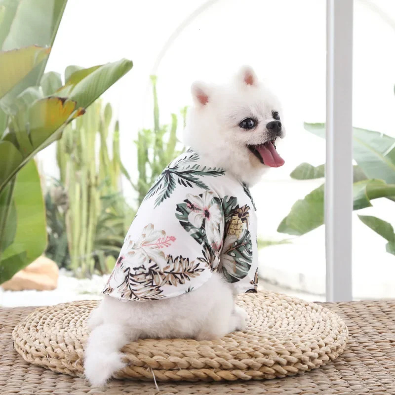 Pet Cat TShirts Hawaiian Beach Style Thin Breathable Summer Dog Clothes for Small Dogs Chihuahua Yorkies Poodle Puppy Vest 250609