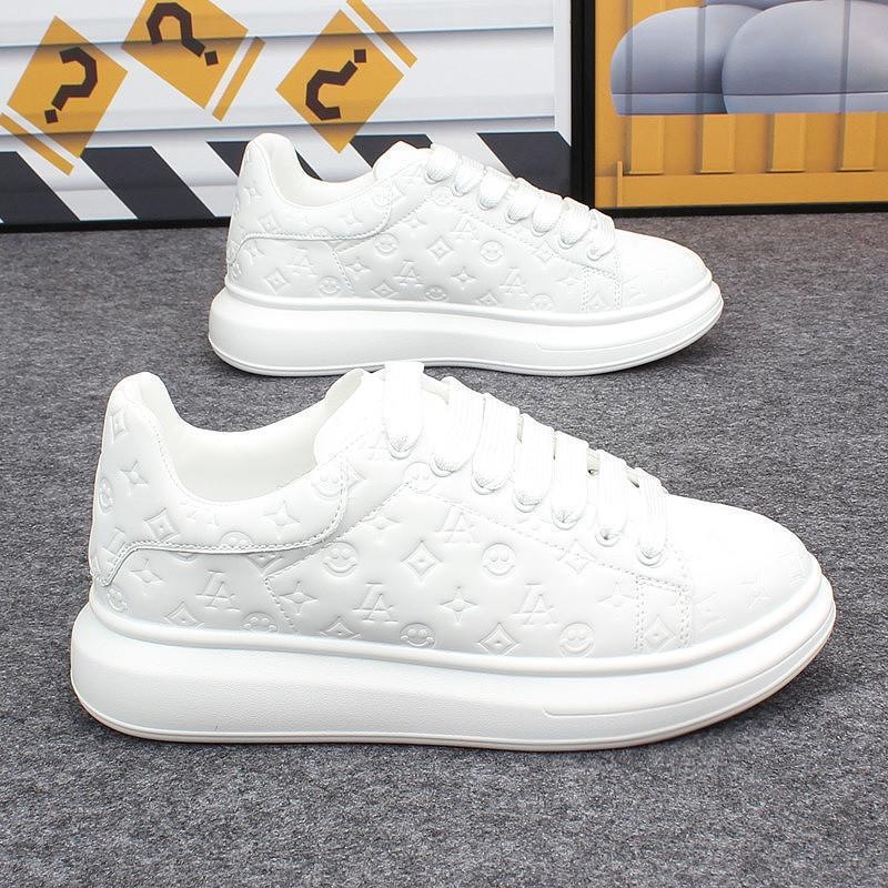 designer shoes, thick-soled white sneakers, 2025 new Korean men's shoes, flat casual sports shoes, three-dimensional printed casual shoes, Free s