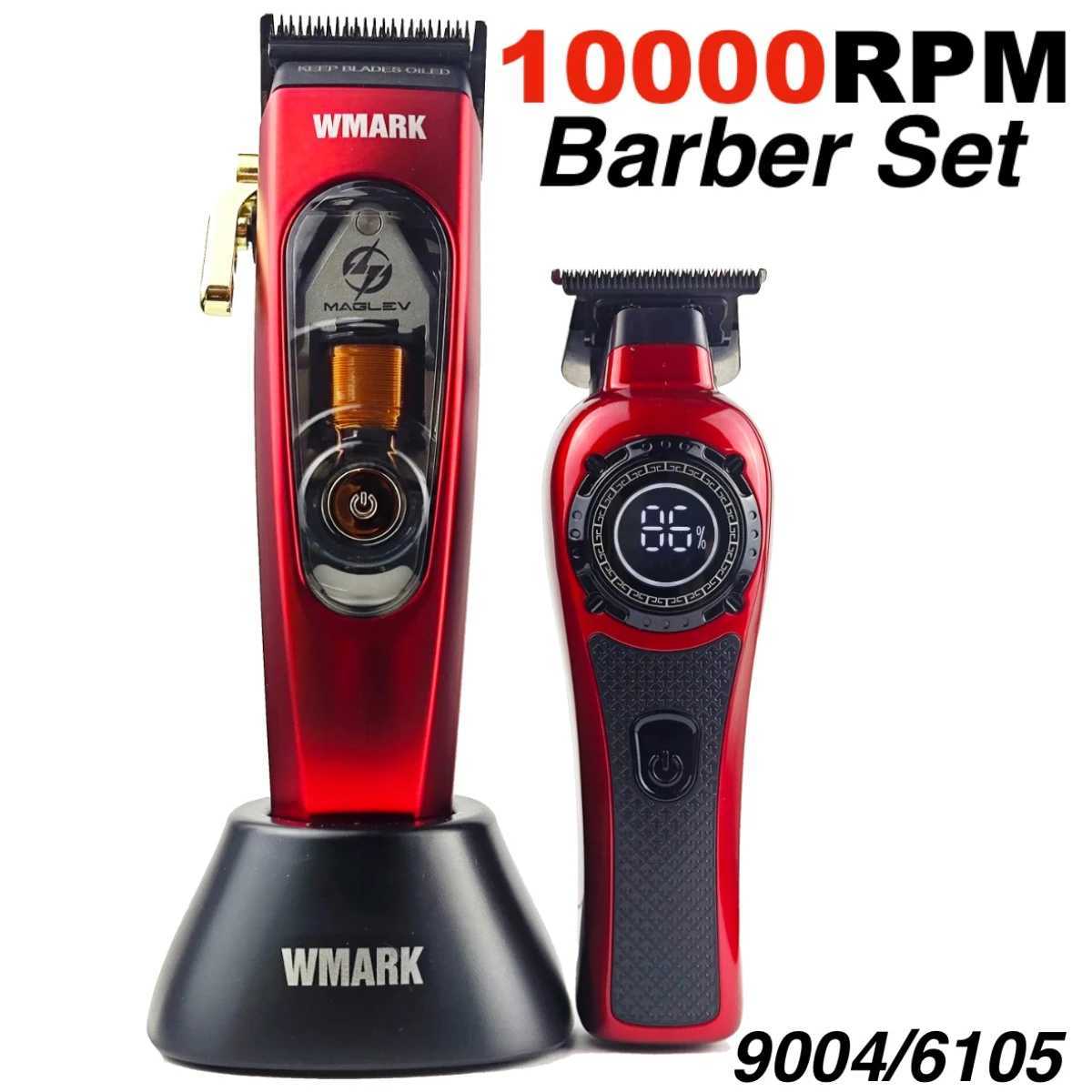 WMARK NG-9004 10000RPM G27 9500RPM Professional Hair Clipper High Quality Salon Electric Hair Trimmer for Men Barber Shop 2PCSet W250609