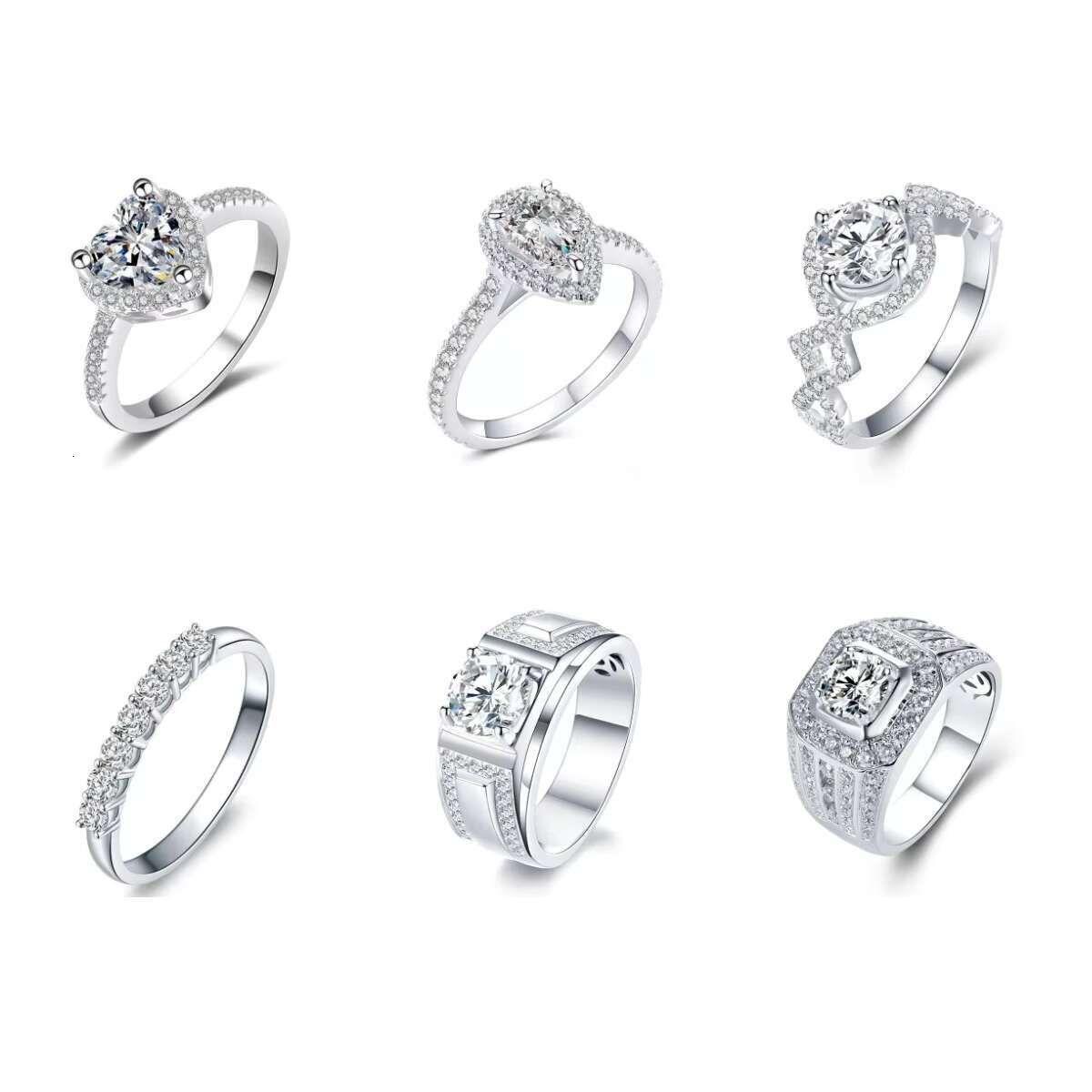 Sterling Jewelry Wedding Band Custom Fashion Eternity Fine Hip Hop Real Silver 925 for Men Diamond Moissanite Engagement Ring