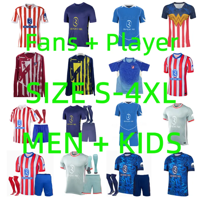 24 25 26 Atletico Madrids DE PAUL Soccer Jerseys Player version 2025 2026 J.ALVAREZ M.LLORENTE Sorloth KOKE GRIEZMANN CORREA M.LLORENTE SAUL men kids kit Football shirt