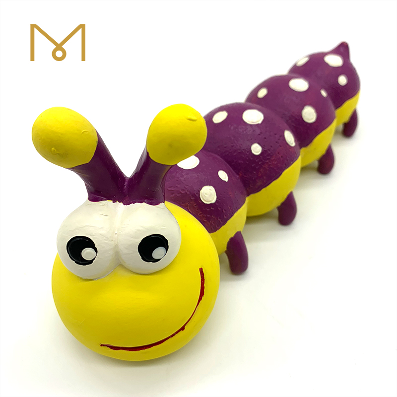 Latex Caterpillar Dog Chew Toys Eco Friendly Cute Squeaky Natural Soft Rubber Pet Toy 2pcs/Pack