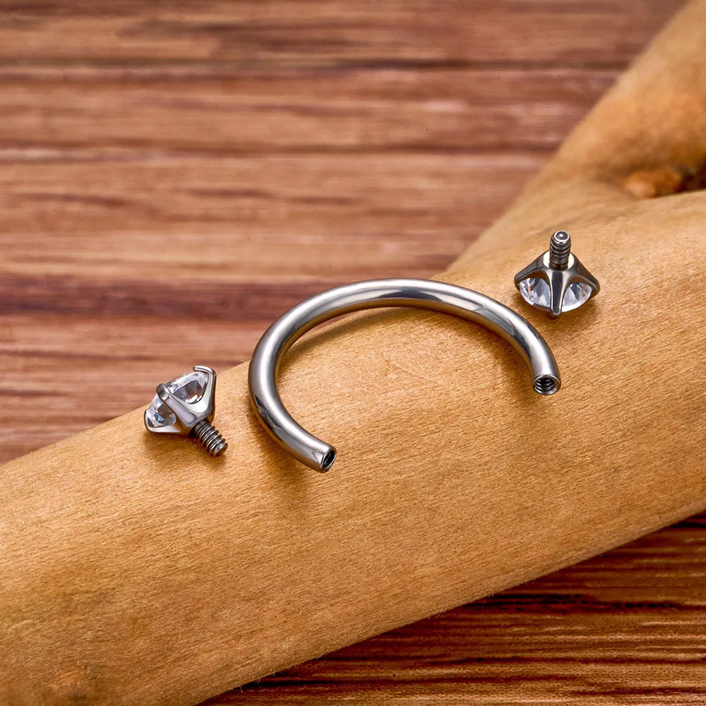 G23 Ear Cartilage Nail Nasal Septum Ring Eyebrow Bending Rod Head Four Claw Internal Thread Perforated Jewelry ear nail 250606