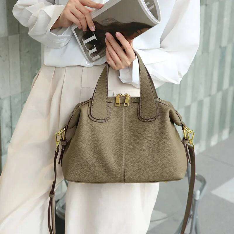 2024 New Fashionable Large Capacity High-End Feelstylish Genuine Top Layer Cow Leather Crossbody Bag For Women