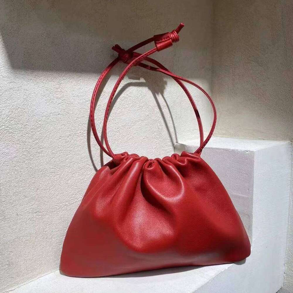 Design Bag Sheepskin Drawstring Cloud New Niche Design Soft Genuine Leather One-Shoulder Crossbody Bag Fashionable Ladies Handbag Brand Bag