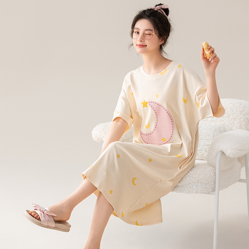 B918-Pure cotton nightdress for women summer new summer pajamas short sleeve thin section sweet style girl dress