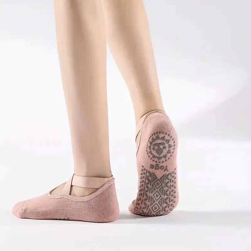 Non-Slip Pilates Socks with Bandage Cotton Backless Yoga Socks for Women Fitness Ballet Dance Workout Sports Socks Slipper XJ250609