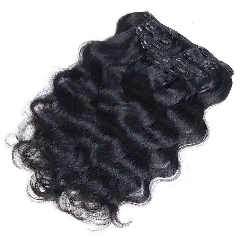 Curly Clip in No Weft Women 100% Real Human Natural Black Hair Bundels Colored Brazilian Remy for Salon