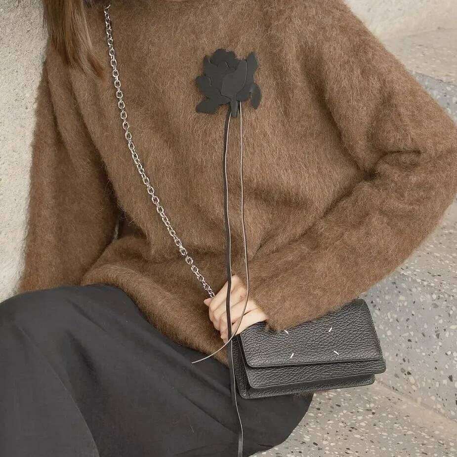 2024 Autumn Winter Envelope Bag Four-Corner Ing Top Layer Cow Leather Minimalist Versatile Chain Crossbody Phone Holder Ba