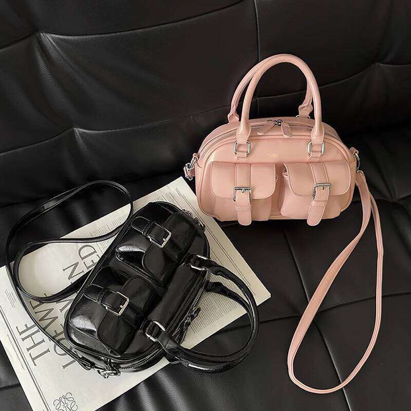 Vintage Bowling High Quality Female Boston Retro Solid Color Shoulder Cross Body Bag Large Capacity Women Handbag