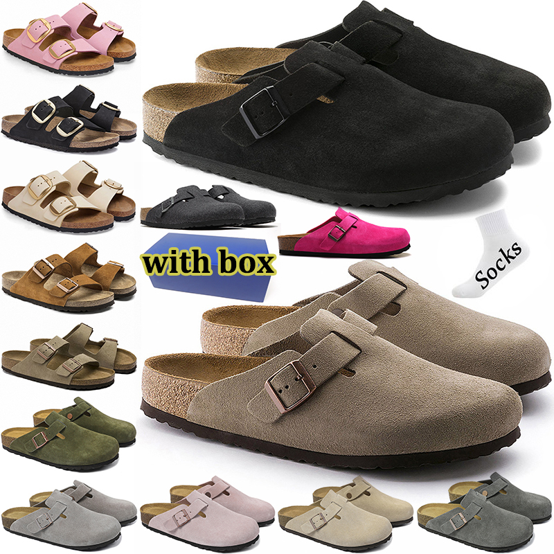 With Box Designer Famous Slippers Mens Women Clog Cork Loafers Slides Platform Slide Luxury Birkinstocksandal Trainers Boston Sandals Shoes 35-46