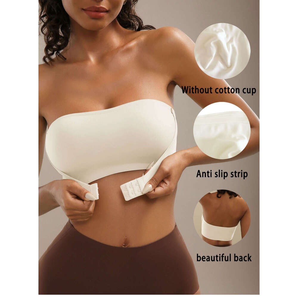 DHessentials TEMU Strapless Front Closure Push-Up Tube Top Women Seamless Wireless Bra