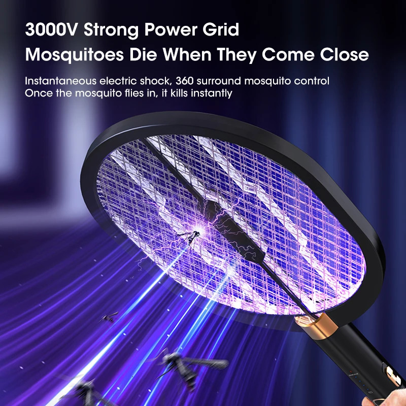 3000V Mosquito Killer Anti Mosquitoes Electric Usb Killer Racket Fly Swatter Electric Traps Flies Insect Repeller Home Mosquito 250606