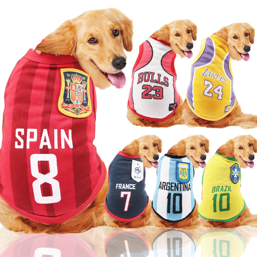 Pet Dog Soccer & Basketball Sports Jersey Breathable Apparel for Small Medium Large Dogs World Cup Team Fan Outfit