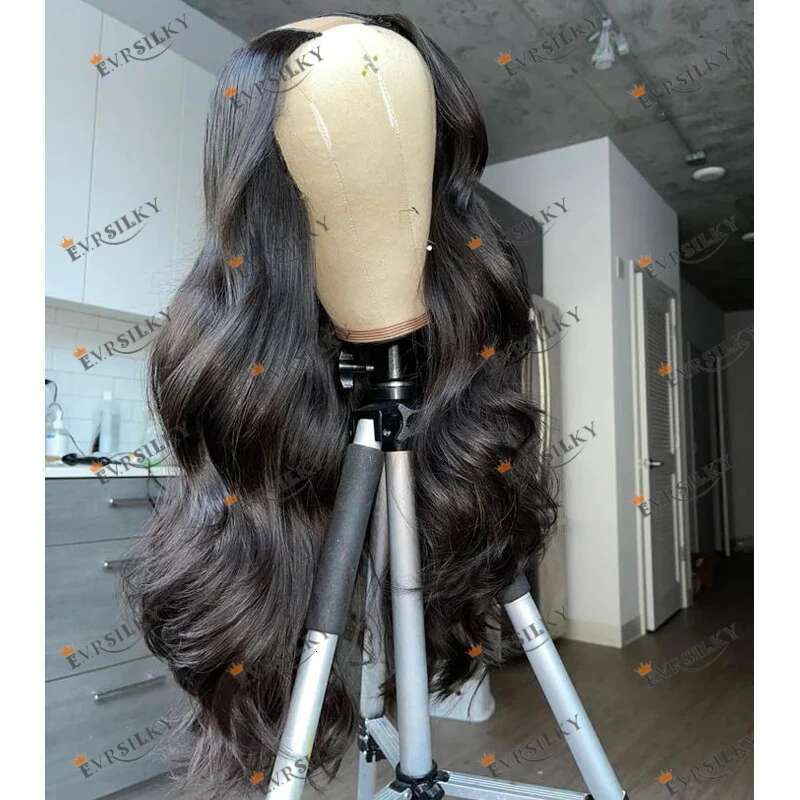 Super Long 30inches Wavy 100% Virgin Human Hair for Black Women Natural Color Glueless 1x4 Middle U Part #4 Brown Wigs