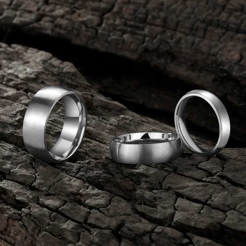 Tigrade 4/6/8mm Brushed Simple Silver/Black Color Titanium Ring Men Minimalist Wedding Band Engagement Rings Women Male Jewelry W250609 W250609